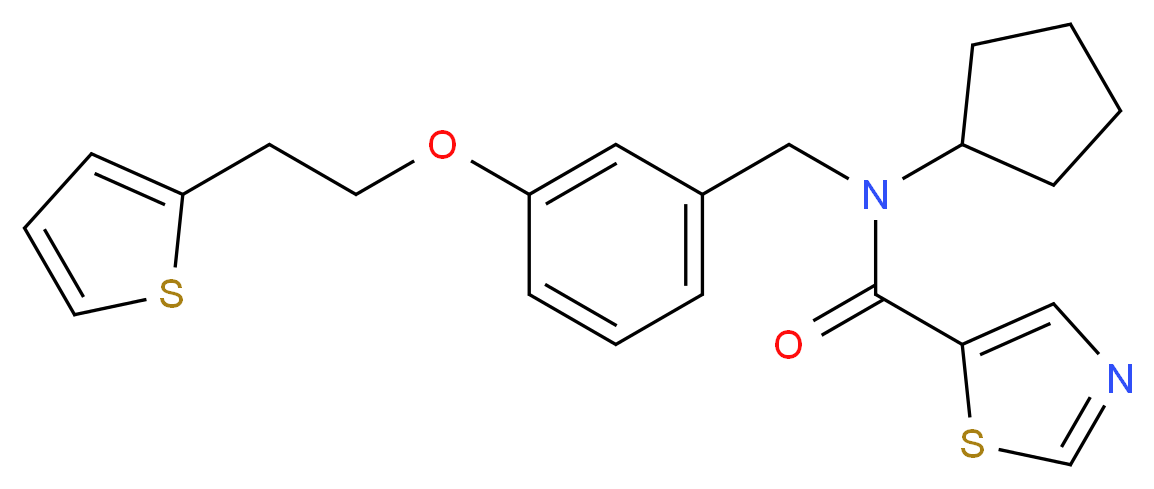 N-cyclopentyl-N-{3-[2-(2-thienyl)ethoxy]benzyl}-1,3-thiazole-5-carboxamide_分子结构_CAS_)