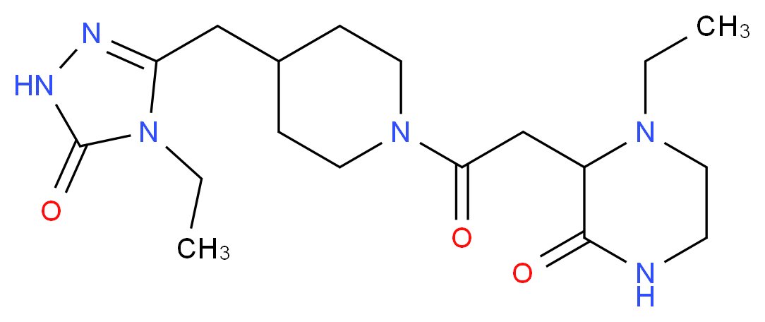 4-ethyl-3-(2-{4-[(4-ethyl-5-oxo-4,5-dihydro-1H-1,2,4-triazol-3-yl)methyl]piperidin-1-yl}-2-oxoethyl)piperazin-2-one_分子结构_CAS_)