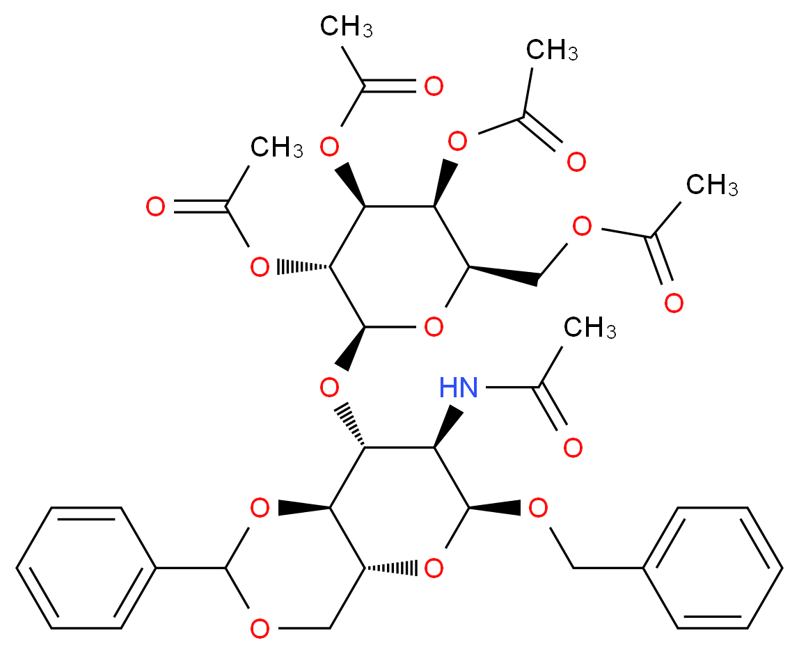 [(2R,3S,4S,5R,6R)-6-{[(4aR,6S,7R,8R,8aS)-6-(benzyloxy)-7-acetamido-2-phenyl-hexahydro-2H-pyrano[3,2-d][1,3]dioxin-8-yl]oxy}-3,4,5-tris(acetyloxy)oxan-2-yl]methyl acetate_分子结构_CAS_67313-30-8