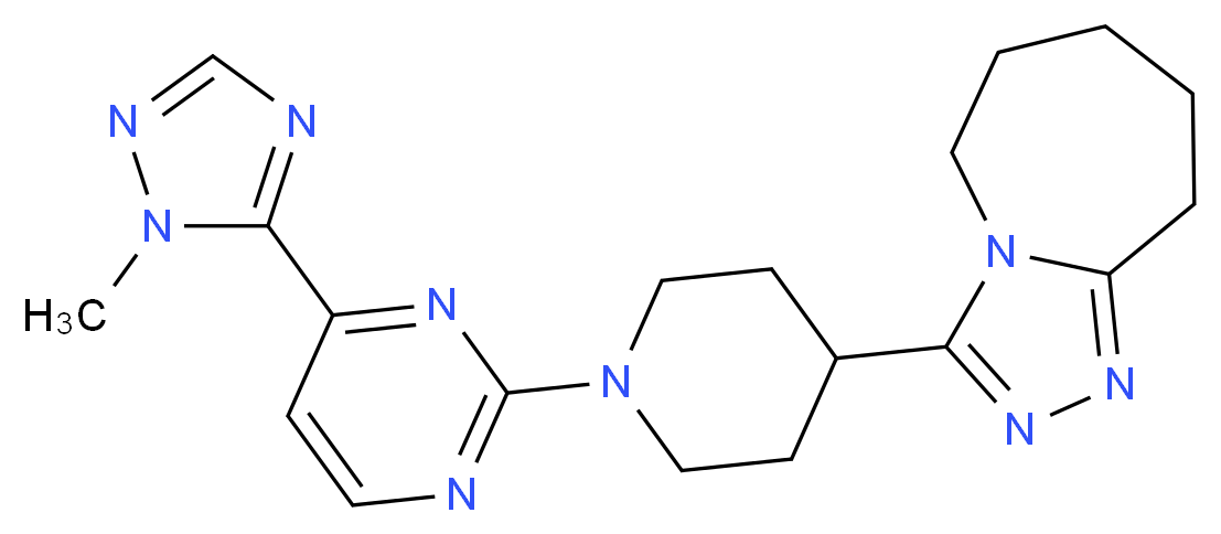 3-{1-[4-(1-methyl-1H-1,2,4-triazol-5-yl)pyrimidin-2-yl]piperidin-4-yl}-6,7,8,9-tetrahydro-5H-[1,2,4]triazolo[4,3-a]azepine_分子结构_CAS_)