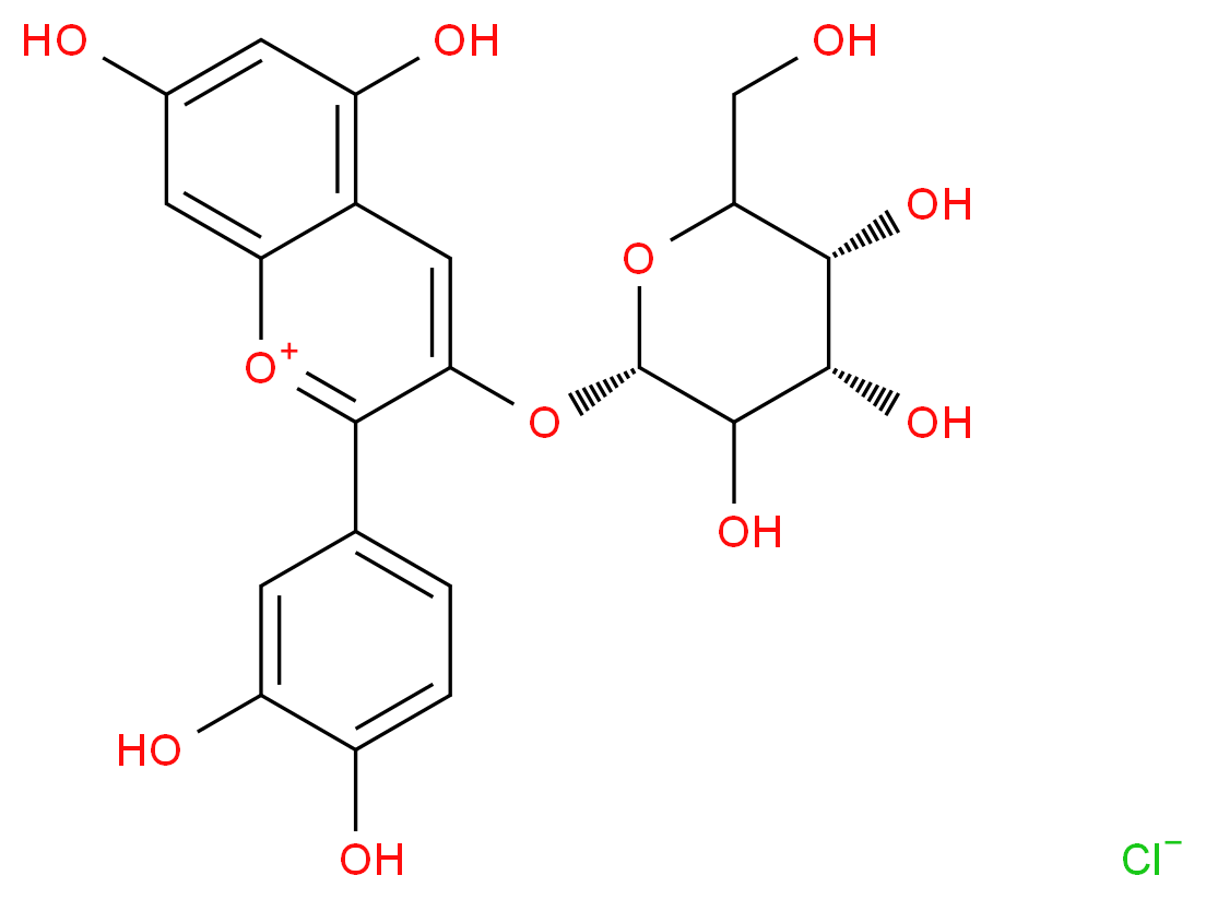 Cyanidin 3-O-β-D-Galactopyranoside Chloride_分子结构_CAS_27661-36-5)