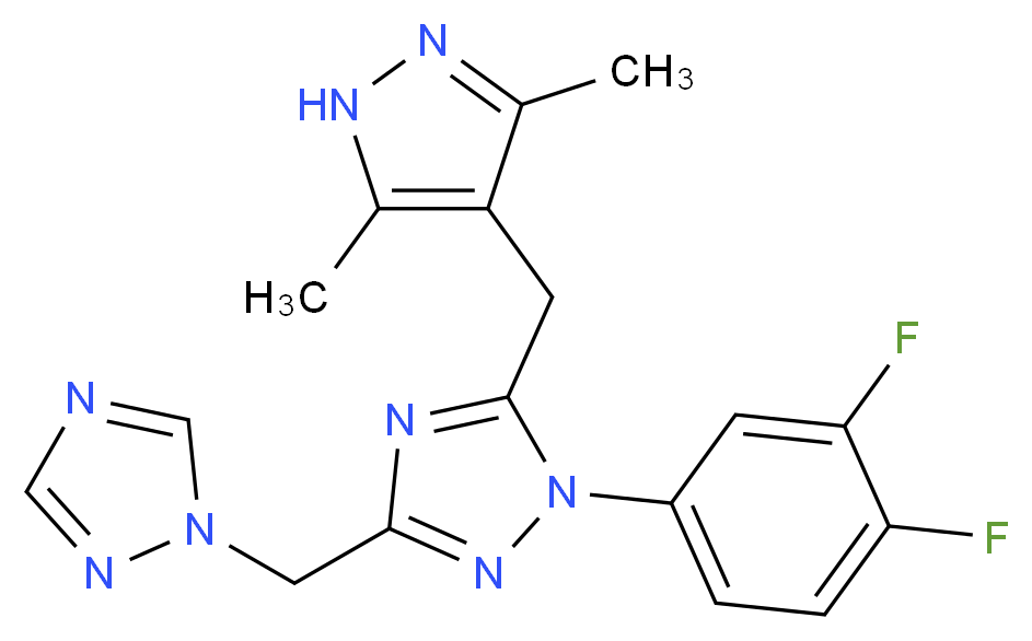 1-(3,4-difluorophenyl)-5-[(3,5-dimethyl-1H-pyrazol-4-yl)methyl]-3-(1H-1,2,4-triazol-1-ylmethyl)-1H-1,2,4-triazole_分子结构_CAS_)