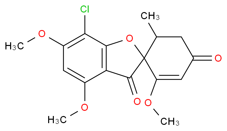 7-chloro-2',4,6-trimethoxy-6'-methyl-3H-spiro[1-benzofuran-2,1'-cyclohexan]-2'-ene-3,4'-dione_分子结构_CAS_126-07-8