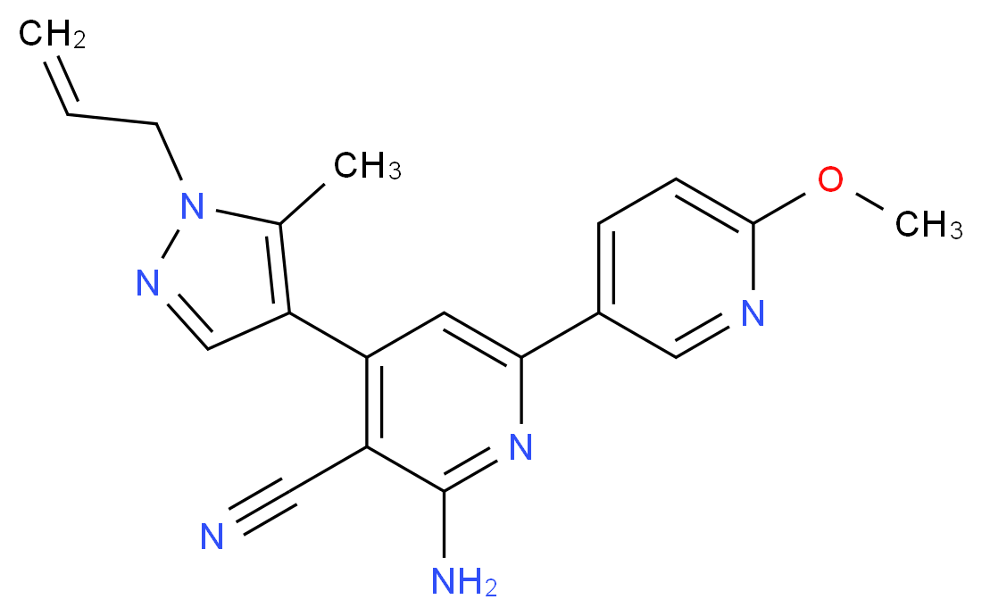 4-(1-allyl-5-methyl-1H-pyrazol-4-yl)-6-amino-6'-methoxy-2,3'-bipyridine-5-carbonitrile_分子结构_CAS_)