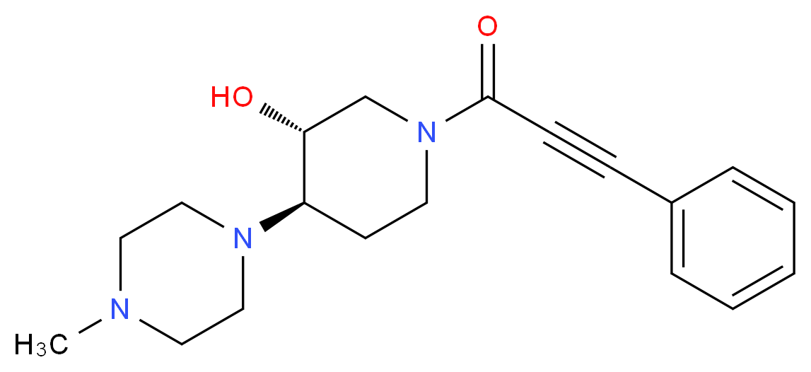(3R*,4R*)-4-(4-methyl-1-piperazinyl)-1-(3-phenyl-2-propynoyl)-3-piperidinol_分子结构_CAS_)