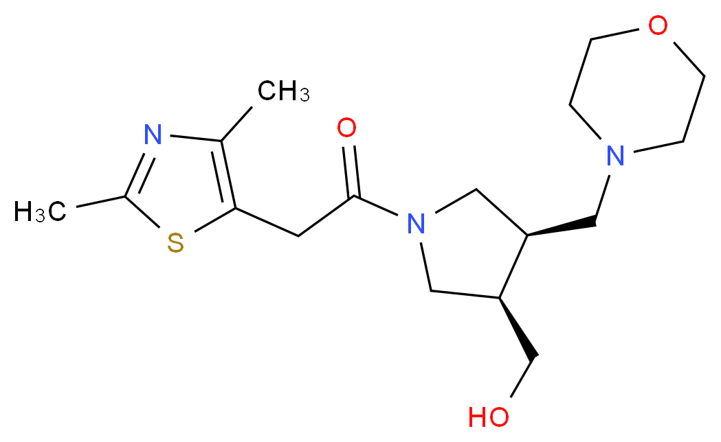 [(3R*,4R*)-1-[(2,4-dimethyl-1,3-thiazol-5-yl)acetyl]-4-(4-morpholinylmethyl)-3-pyrrolidinyl]methanol_分子结构_CAS_)