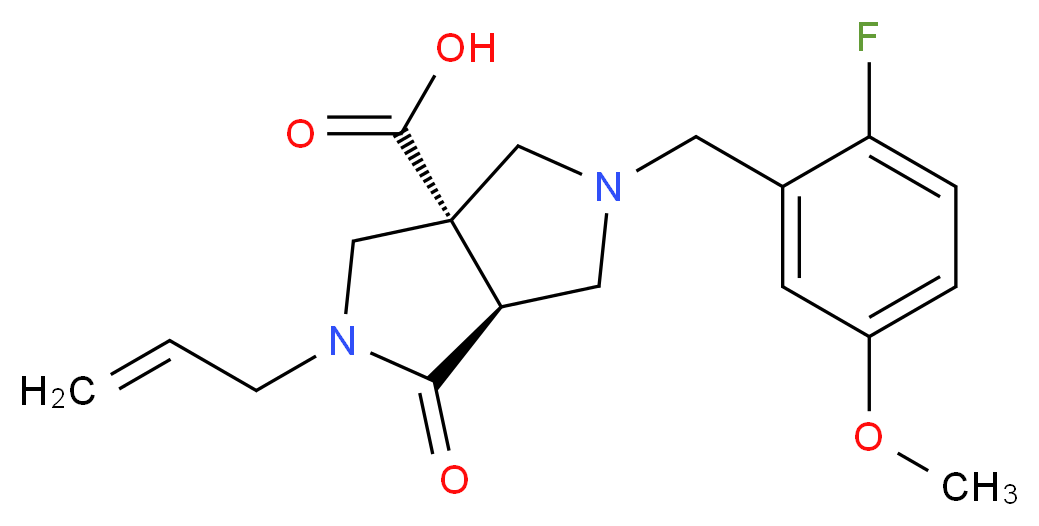 (3aS*,6aS*)-2-allyl-5-(2-fluoro-5-methoxybenzyl)-1-oxohexahydropyrrolo[3,4-c]pyrrole-3a(1H)-carboxylic acid_分子结构_CAS_)