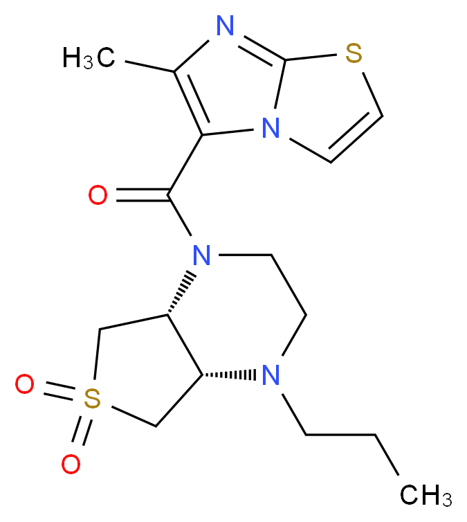 (4aS*,7aR*)-1-[(6-methylimidazo[2,1-b][1,3]thiazol-5-yl)carbonyl]-4-propyloctahydrothieno[3,4-b]pyrazine 6,6-dioxide_分子结构_CAS_)