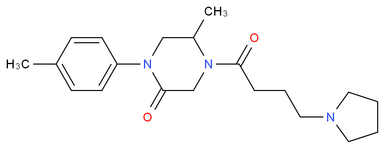 5-methyl-1-(4-methylphenyl)-4-[4-(1-pyrrolidinyl)butanoyl]-2-piperazinone_分子结构_CAS_)