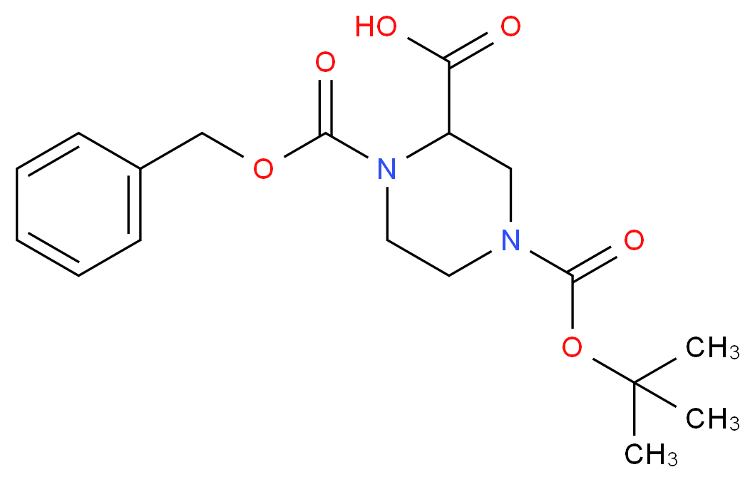 1-[(benzyloxy)carbonyl]-4-[(tert-butoxy)carbonyl]piperazine-2-carboxylic acid_分子结构_CAS_126937-41-5