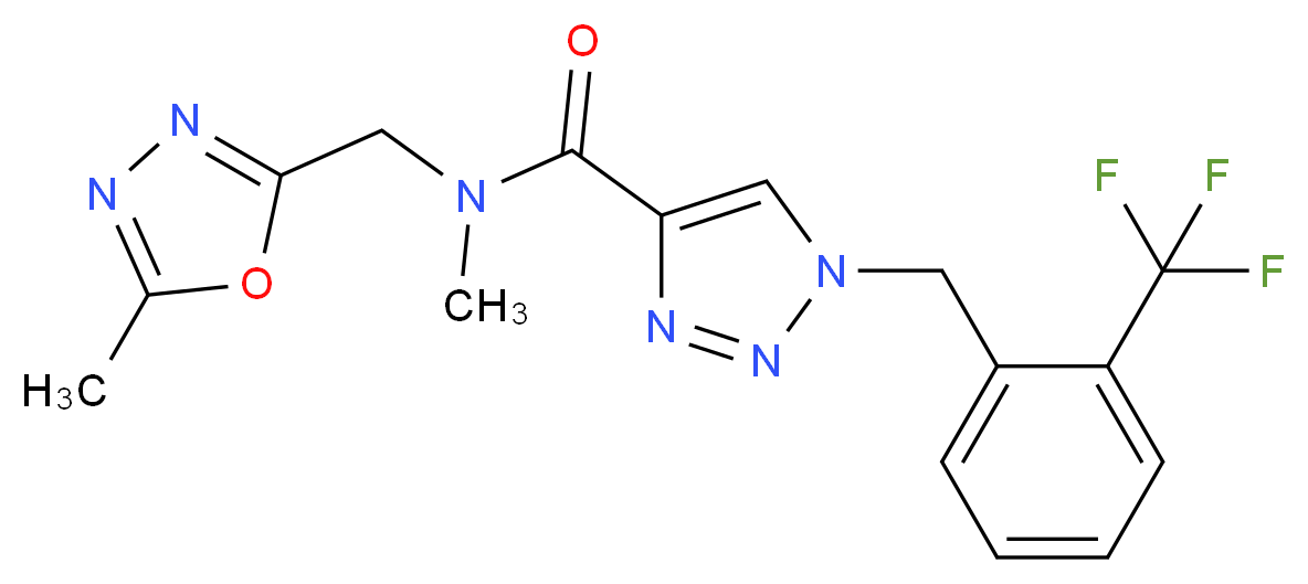N-methyl-N-[(5-methyl-1,3,4-oxadiazol-2-yl)methyl]-1-[2-(trifluoromethyl)benzyl]-1H-1,2,3-triazole-4-carboxamide_分子结构_CAS_)
