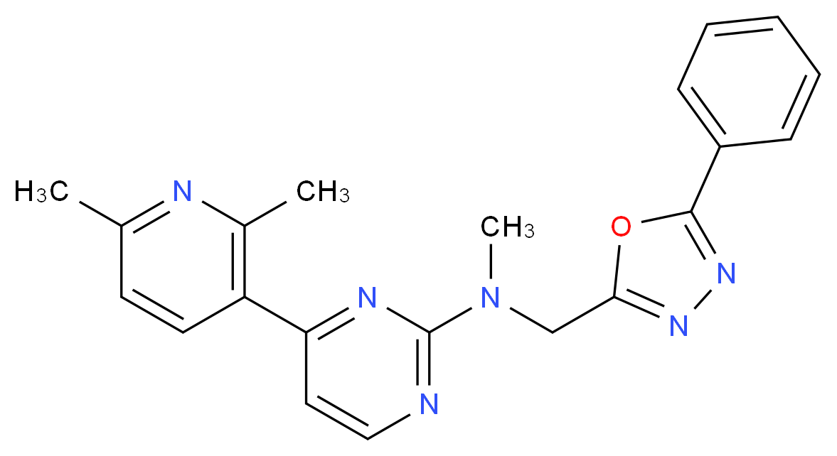 4-(2,6-dimethylpyridin-3-yl)-N-methyl-N-[(5-phenyl-1,3,4-oxadiazol-2-yl)methyl]pyrimidin-2-amine_分子结构_CAS_)