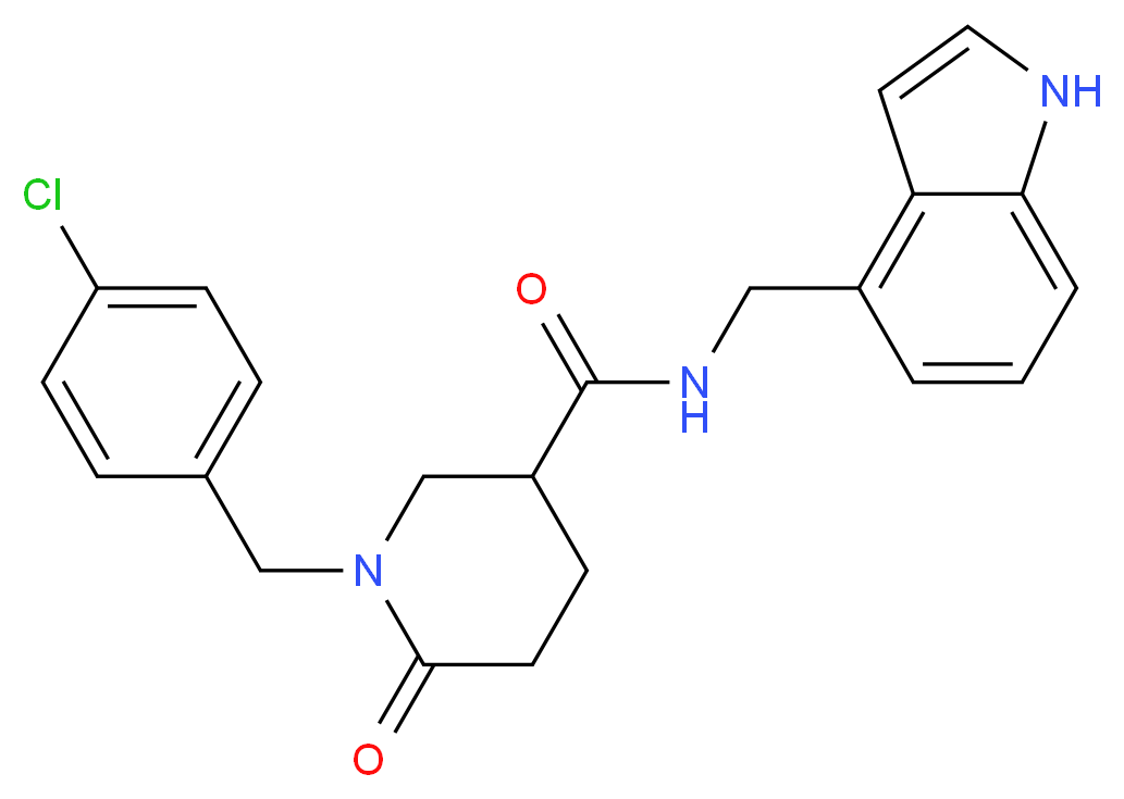 1-(4-chlorobenzyl)-N-(1H-indol-4-ylmethyl)-6-oxo-3-piperidinecarboxamide_分子结构_CAS_)