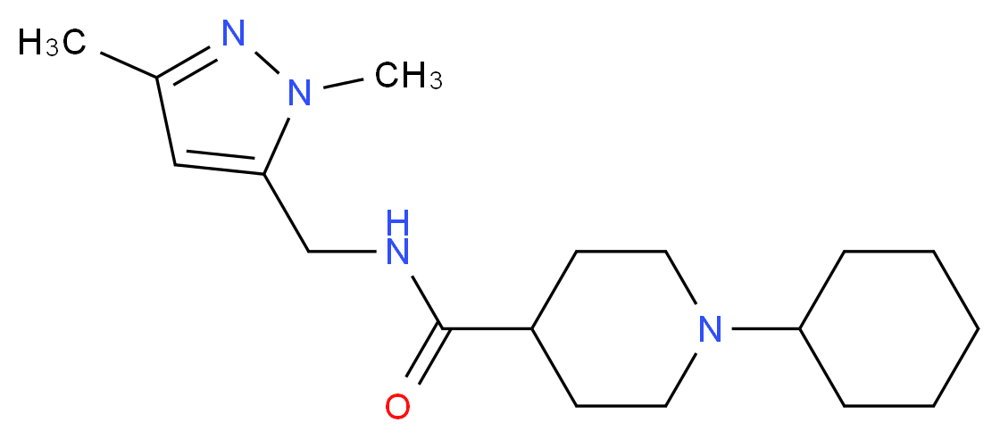 1-cyclohexyl-N-[(1,3-dimethyl-1H-pyrazol-5-yl)methyl]piperidine-4-carboxamide_分子结构_CAS_)