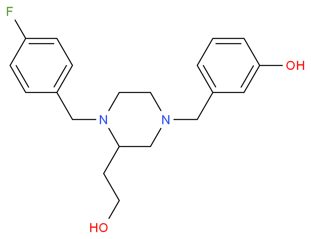3-{[4-(4-fluorobenzyl)-3-(2-hydroxyethyl)-1-piperazinyl]methyl}phenol_分子结构_CAS_)