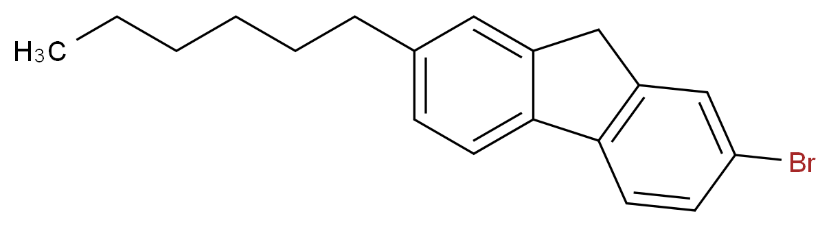 2-bromo-7-hexyl-9H-fluorene_分子结构_CAS_99012-36-9