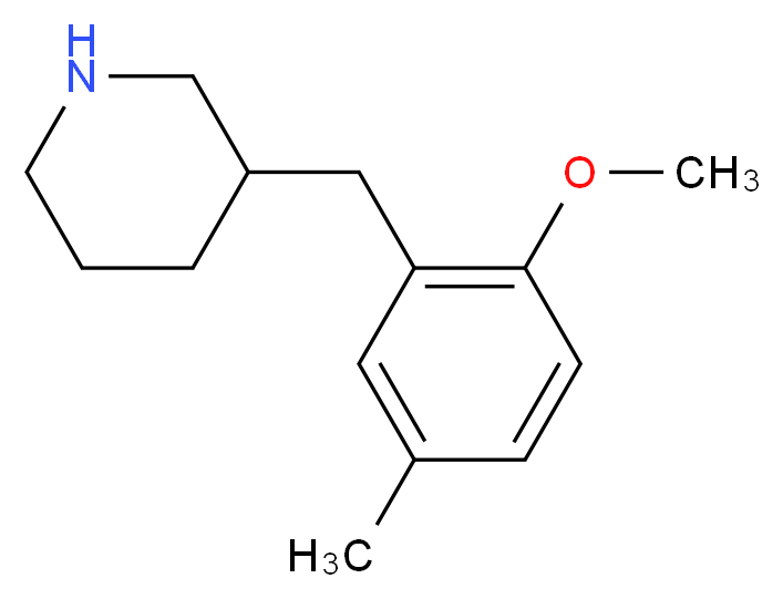3-[(2-methoxy-5-methylphenyl)methyl]piperidine_分子结构_CAS_955315-16-9