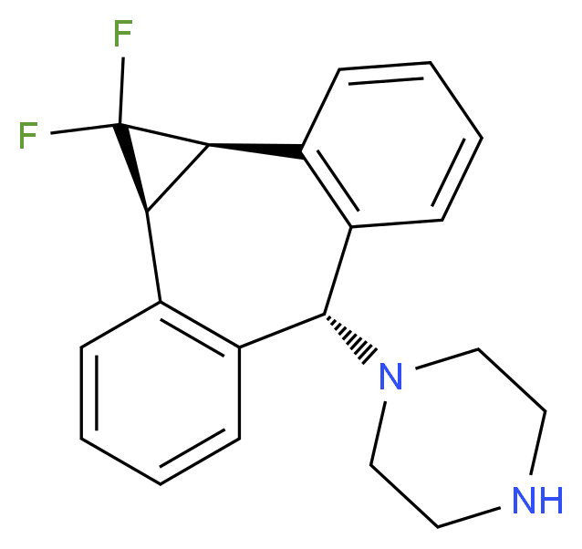 1-[(2R,4S,11R)-3,3-difluorotetracyclo[10.4.0.0<sup>2</sup>,<sup>4</sup>.0<sup>5</sup>,<sup>1</sup><sup>0</sup>]hexadeca-1(12),5(10),6,8,13,15-hexaen-11-yl]piperazine_分子结构_CAS_167155-78-4