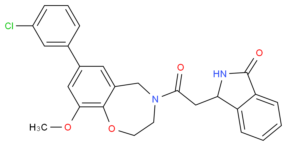 3-{2-[7-(3-chlorophenyl)-9-methoxy-2,3-dihydro-1,4-benzoxazepin-4(5H)-yl]-2-oxoethyl}-1-isoindolinone_分子结构_CAS_)