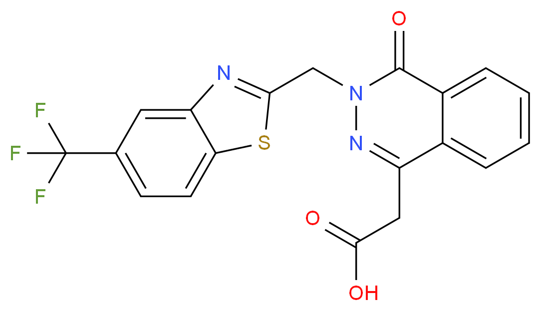 3,4-DIHYDRO-4-OXO-3-((5-TRIFLUOROMETHYL-2-BENZOTHIAZOLYL)METHYL)-1-PHTHALAZINE ACETIC ACID_分子结构_CAS_)