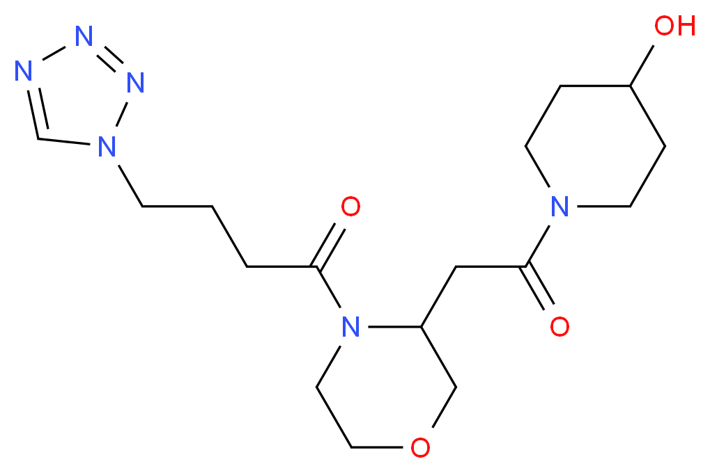 1-({4-[4-(1H-tetrazol-1-yl)butanoyl]-3-morpholinyl}acetyl)-4-piperidinol_分子结构_CAS_)
