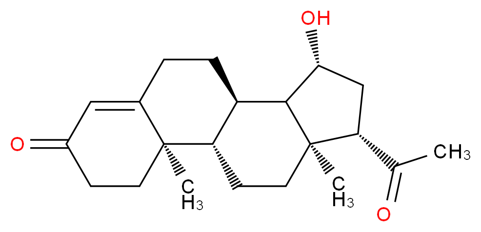 (1S,2R,10R,11S,12R,14S,15S)-14-acetyl-12-hydroxy-2,15-dimethyltetracyclo[8.7.0.0<sup>2</sup>,<sup>7</sup>.0<sup>1</sup><sup>1</sup>,<sup>1</sup><sup>5</sup>]heptadec-6-en-5-one_分子结构_CAS_600-72-6