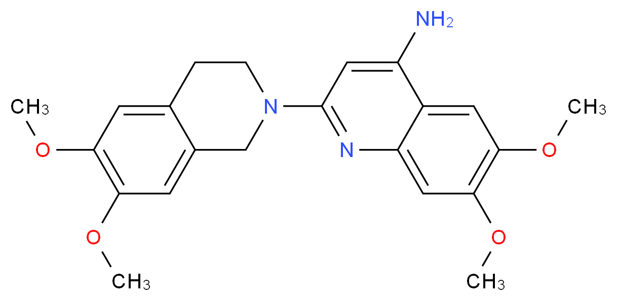 2-(6,7-dimethoxy-1,2,3,4-tetrahydroisoquinolin-2-yl)-6,7-dimethoxyquinolin-4-amine_分子结构_CAS_90402-40-7