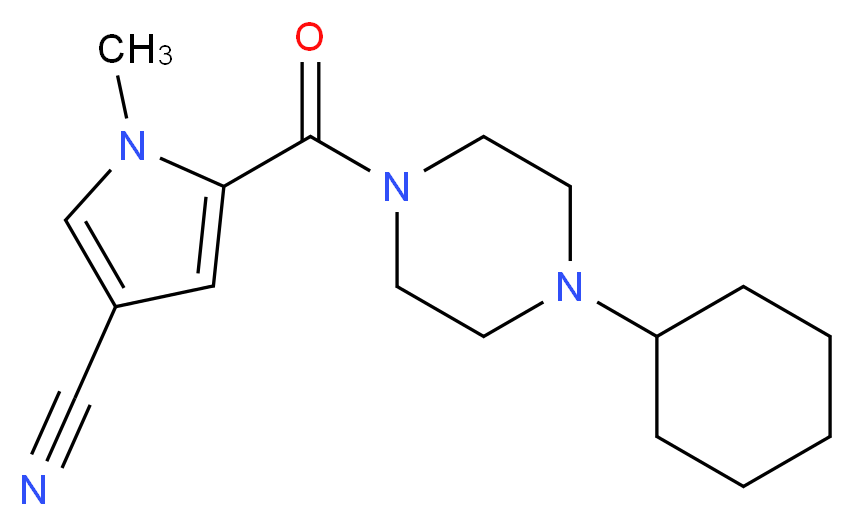 5-[(4-cyclohexylpiperazin-1-yl)carbonyl]-1-methyl-1H-pyrrole-3-carbonitrile_分子结构_CAS_)