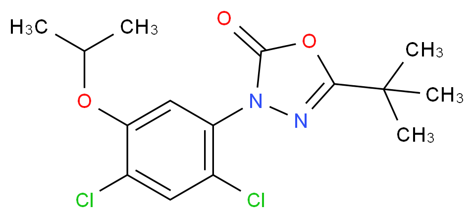 5-tert-butyl-3-[2,4-dichloro-5-(propan-2-yloxy)phenyl]-2,3-dihydro-1,3,4-oxadiazol-2-one_分子结构_CAS_19666-30-9