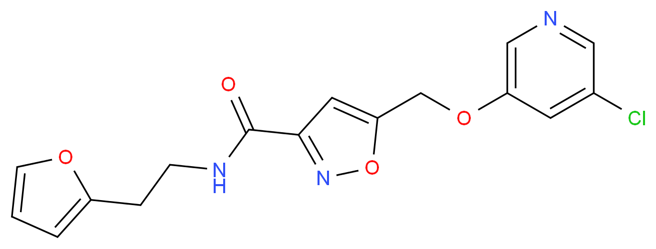 5-{[(5-chloro-3-pyridinyl)oxy]methyl}-N-[2-(2-furyl)ethyl]-3-isoxazolecarboxamide_分子结构_CAS_)