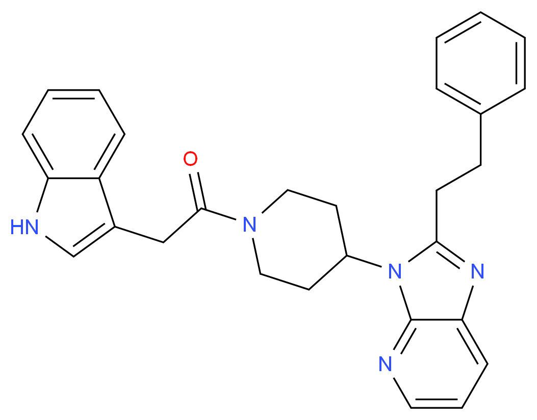 3-[1-(1H-indol-3-ylacetyl)-4-piperidinyl]-2-(2-phenylethyl)-3H-imidazo[4,5-b]pyridine_分子结构_CAS_)