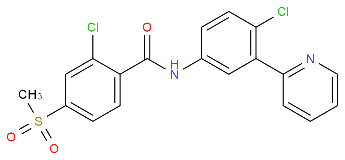 2-chloro-N-[4-chloro-3-(pyridin-2-yl)phenyl]-4-methanesulfonylbenzamide_分子结构_CAS_879085-55-9