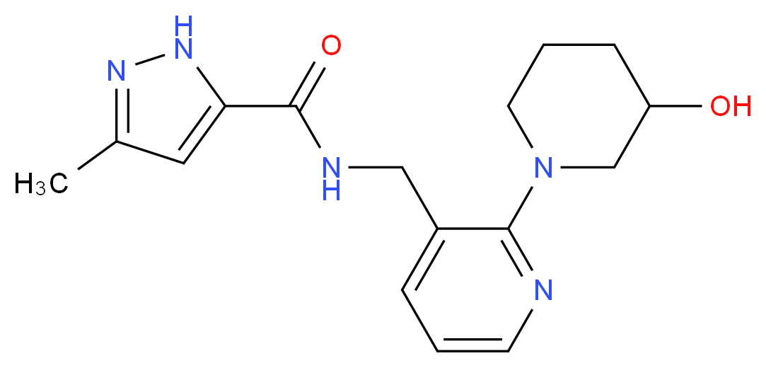 N-{[2-(3-hydroxypiperidin-1-yl)pyridin-3-yl]methyl}-3-methyl-1H-pyrazole-5-carboxamide_分子结构_CAS_)