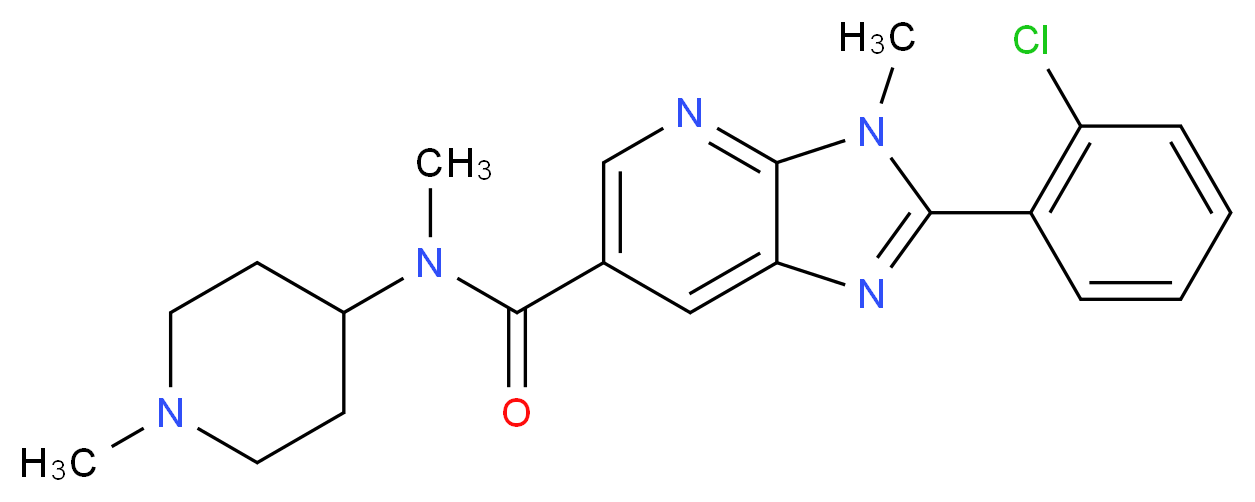 2-(2-chlorophenyl)-N,3-dimethyl-N-(1-methylpiperidin-4-yl)-3H-imidazo[4,5-b]pyridine-6-carboxamide_分子结构_CAS_)