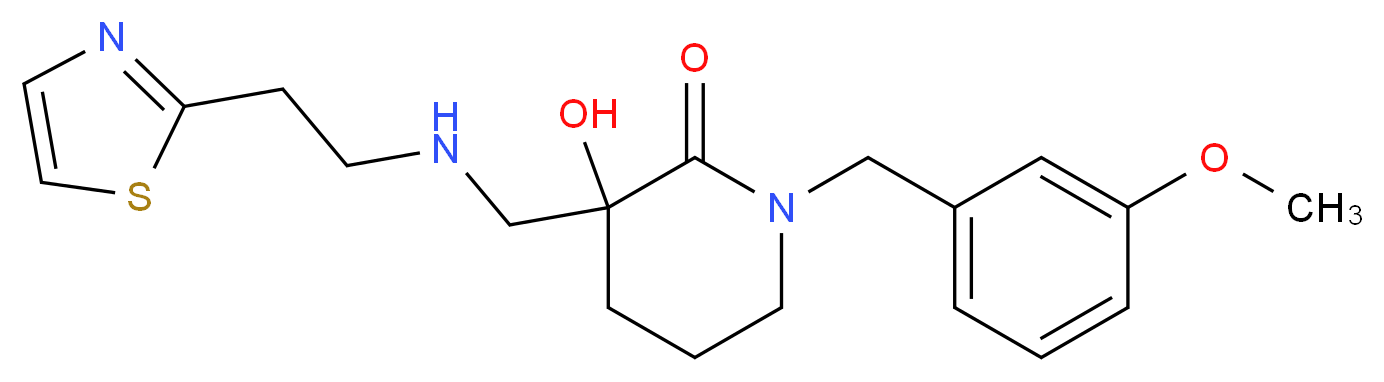3-hydroxy-1-(3-methoxybenzyl)-3-({[2-(1,3-thiazol-2-yl)ethyl]amino}methyl)piperidin-2-one_分子结构_CAS_)