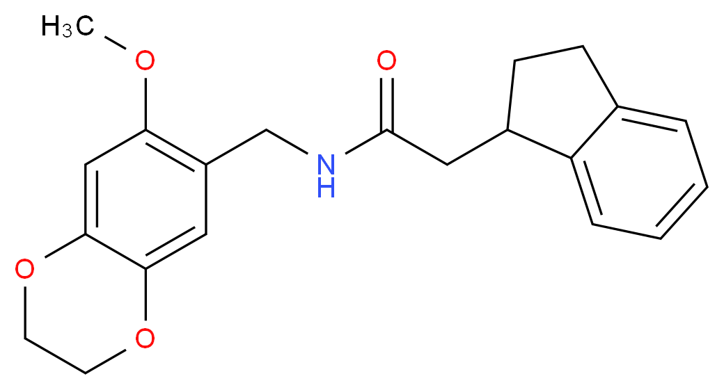 2-(2,3-dihydro-1H-inden-1-yl)-N-[(7-methoxy-2,3-dihydro-1,4-benzodioxin-6-yl)methyl]acetamide_分子结构_CAS_)