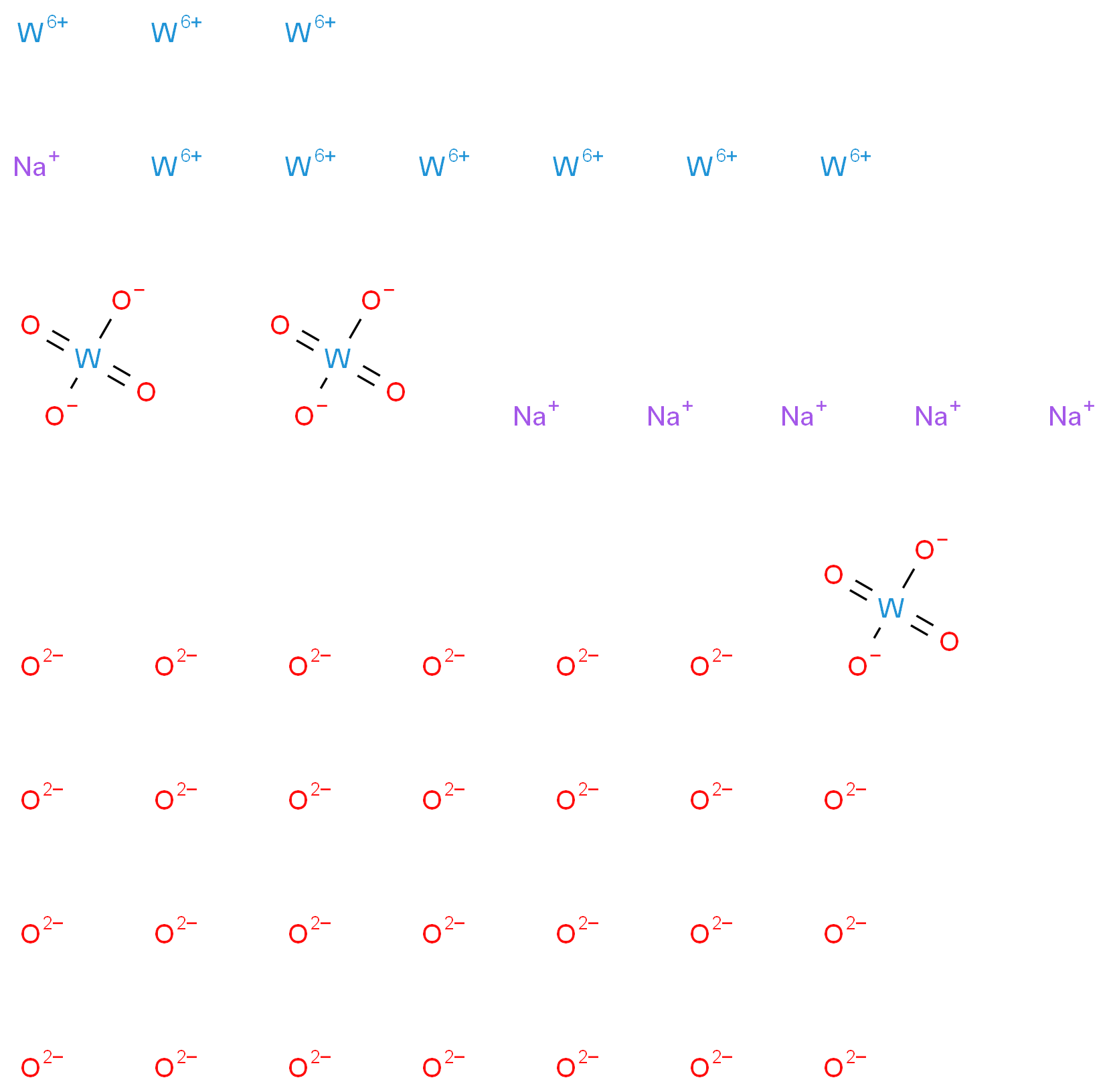 nonatungsten(6+) ion hexasodium tris(dioxotungstenbis(olate)) heptacosaoxidandiide_分子结构_CAS_12141-67-2