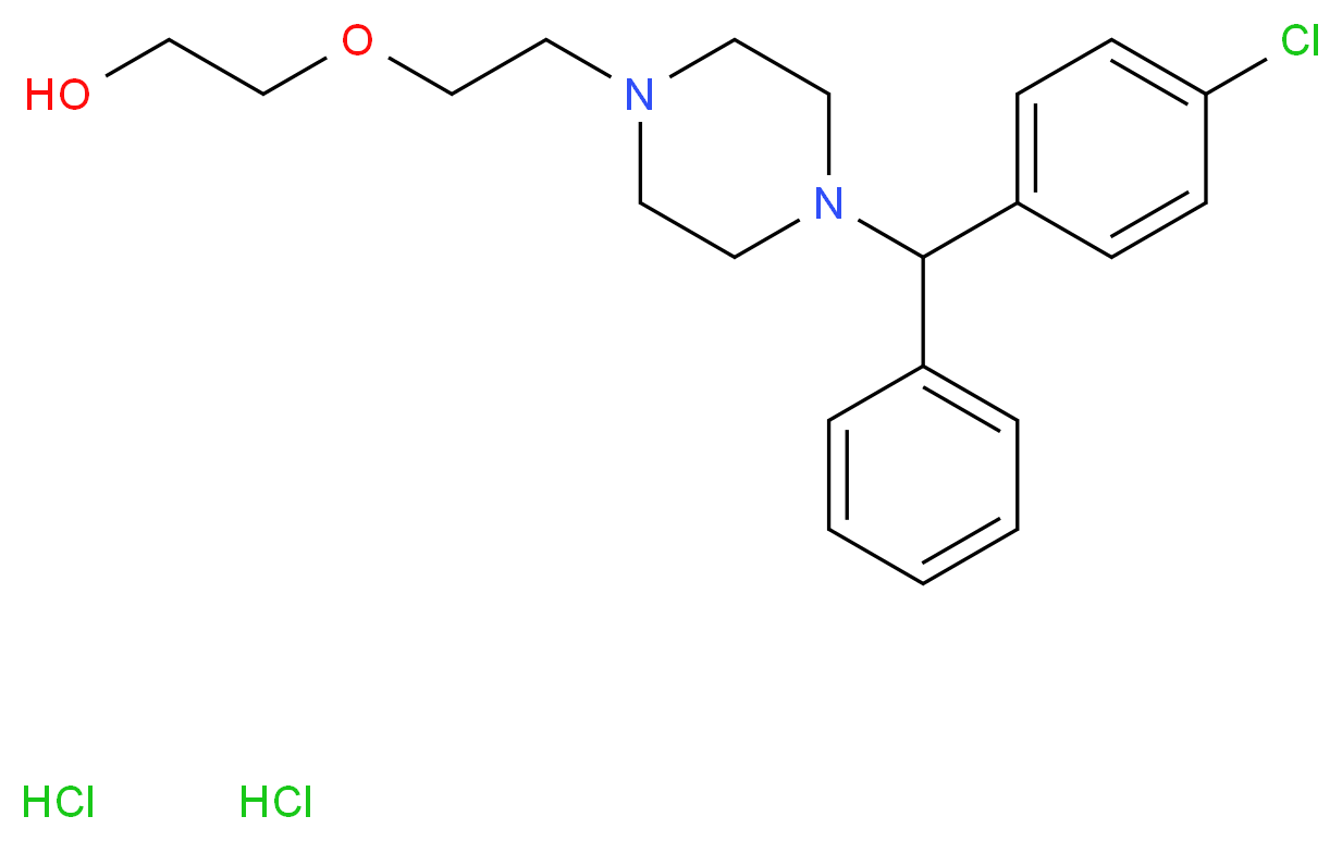 2-(2-{4-[(4-chlorophenyl)(phenyl)methyl]piperazin-1-yl}ethoxy)ethan-1-ol dihydrochloride_分子结构_CAS_2192-20-3