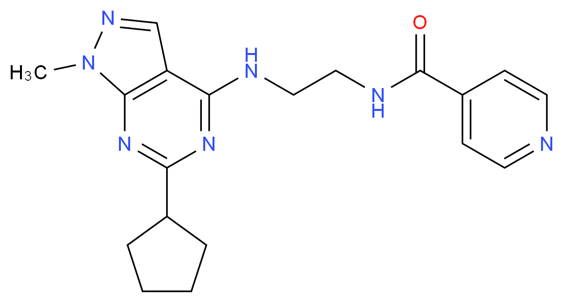 N-{2-[(6-cyclopentyl-1-methyl-1H-pyrazolo[3,4-d]pyrimidin-4-yl)amino]ethyl}isonicotinamide_分子结构_CAS_)