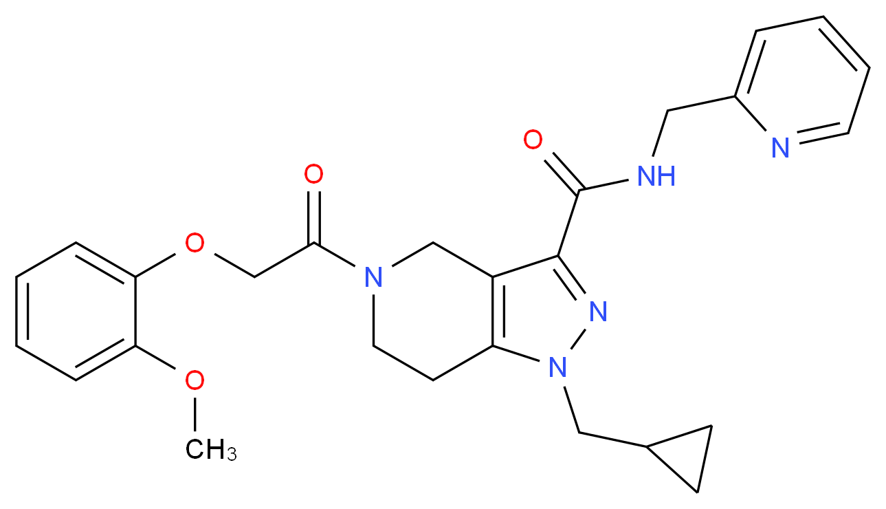 1-(cyclopropylmethyl)-5-[(2-methoxyphenoxy)acetyl]-N-(2-pyridinylmethyl)-4,5,6,7-tetrahydro-1H-pyrazolo[4,3-c]pyridine-3-carboxamide_分子结构_CAS_)