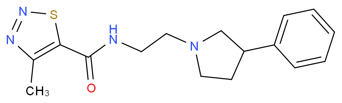 4-methyl-N-[2-(3-phenylpyrrolidin-1-yl)ethyl]-1,2,3-thiadiazole-5-carboxamide_分子结构_CAS_)