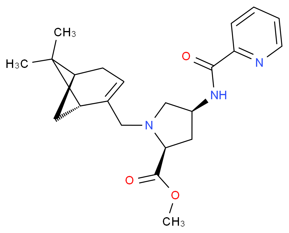 methyl (4S)-1-{[(1R,5S)-6,6-dimethylbicyclo[3.1.1]hept-2-en-2-yl]methyl}-4-[(2-pyridinylcarbonyl)amino]-L-prolinate_分子结构_CAS_)