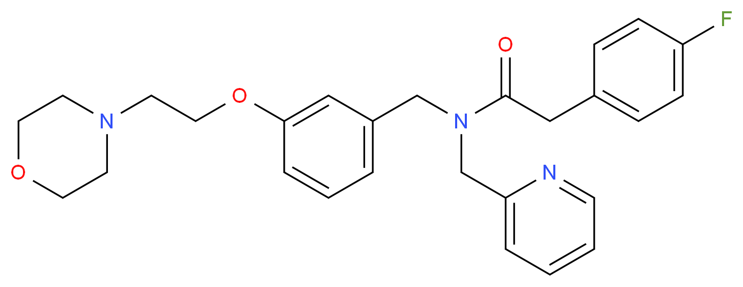 2-(4-fluorophenyl)-N-{3-[2-(4-morpholinyl)ethoxy]benzyl}-N-(2-pyridinylmethyl)acetamide_分子结构_CAS_)