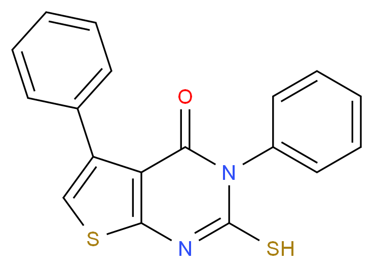 2-Mercapto-3,5-diphenyl-3H-thieno[2,3-d]pyrimidin-4-one_分子结构_CAS_142465-09-6)