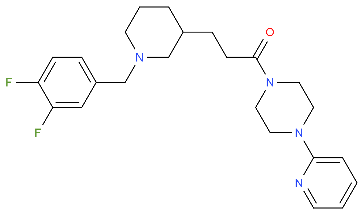 1-{3-[1-(3,4-difluorobenzyl)-3-piperidinyl]propanoyl}-4-(2-pyridinyl)piperazine_分子结构_CAS_)