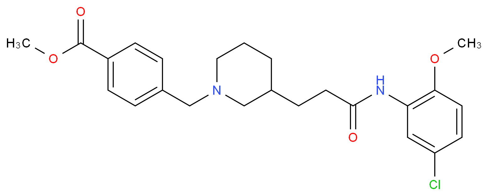 methyl 4-[(3-{3-[(5-chloro-2-methoxyphenyl)amino]-3-oxopropyl}-1-piperidinyl)methyl]benzoate_分子结构_CAS_)