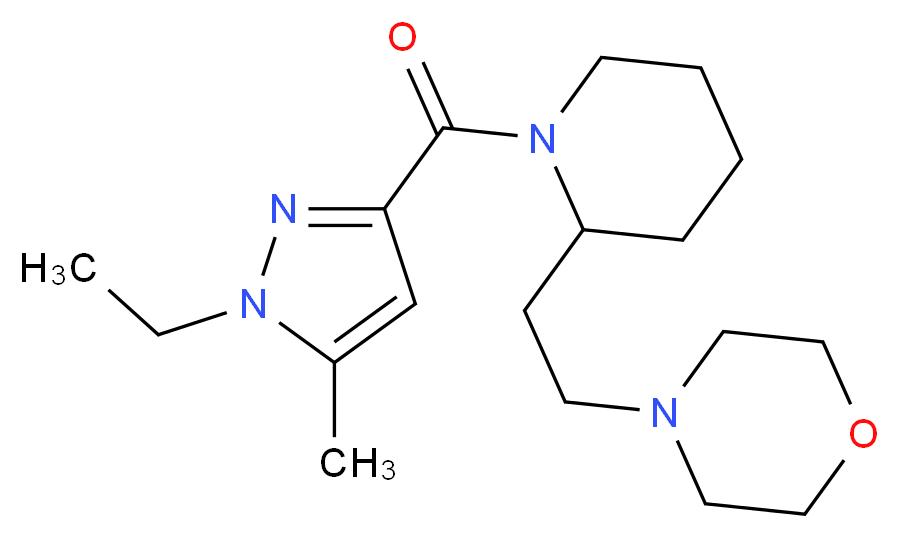 4-(2-{1-[(1-ethyl-5-methyl-1H-pyrazol-3-yl)carbonyl]-2-piperidinyl}ethyl)morpholine_分子结构_CAS_)