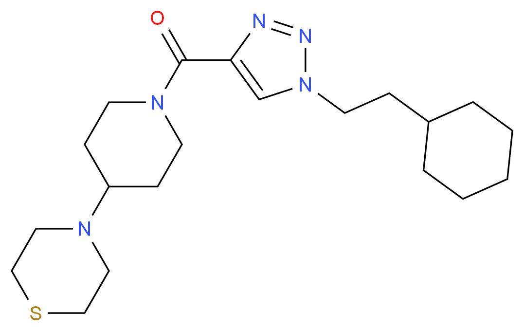 4-(1-{[1-(2-cyclohexylethyl)-1H-1,2,3-triazol-4-yl]carbonyl}-4-piperidinyl)thiomorpholine_分子结构_CAS_)
