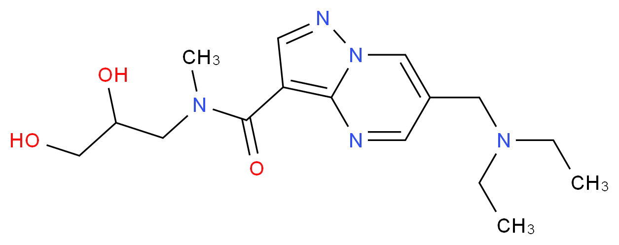 6-[(diethylamino)methyl]-N-(2,3-dihydroxypropyl)-N-methylpyrazolo[1,5-a]pyrimidine-3-carboxamide_分子结构_CAS_)