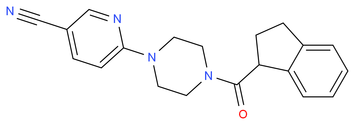 6-[4-(2,3-dihydro-1H-inden-1-ylcarbonyl)piperazin-1-yl]nicotinonitrile_分子结构_CAS_)